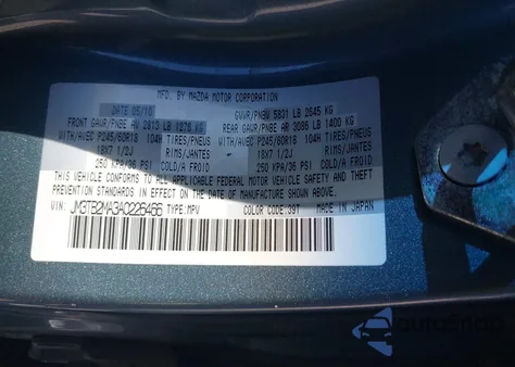 2010 Mazda Cx-9 Touring из США, поврежденный, VIN JM3TB2MA3A0226466